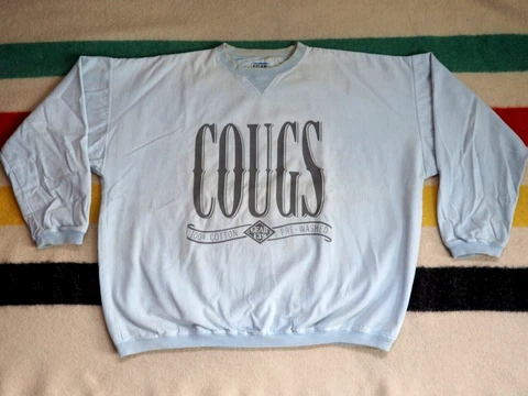 VTG Y2k Gear Sports WSU Washington State Cougars Blue Distress Sweatshirt XL Cover