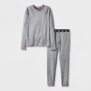 Girls' 2pk Thermal Set - All in Motion Heather Gray S 6/6X - Picture 1 of 1