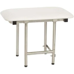 SEACHROME Bench Shower Seat 22" x 15" Folding Wall Mount w/ Steel Legs White - Picture 1 of 7