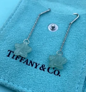 Tiffany & Co. Elsa Peretti Drop Dangle Star Aventurine Quartz Hook Earrings 925 - Picture 1 of 9