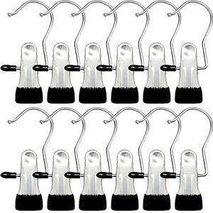Boot Hangers for Closet 12 Pack Hanging Clips Hook Clothes Pins for Laundry H... - Picture 1 of 7