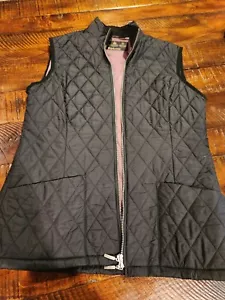 Barbour Vest Womens 10 Black Diamond Quilted Full Zip Hunting Lined - Picture 1 of 8
