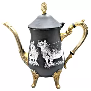 Antike Messing Kaffee-/Teekanne 8 Zoll hoch, innen ist sehr sauber - Bild 1 von 4
