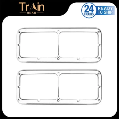 Chrome Headlight Bezels Dual Rectangle For Freightliner Classic LH&RH Side Pair - Image 1 of 4