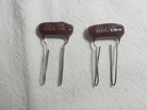 Qty(2) .008uf Elmenco 600V Paper/Mylar 6PD-2-802 Choco Drop Capacitors - Picture 1 of 2