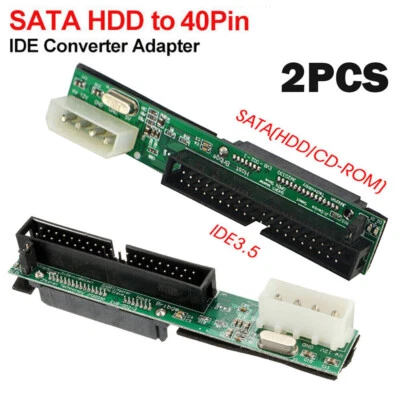 2PC Serial ATA SATA to IDE/PATA 40 Pin Converter 3.5" Adapter Card PC HDD CD - Image 1 of 4