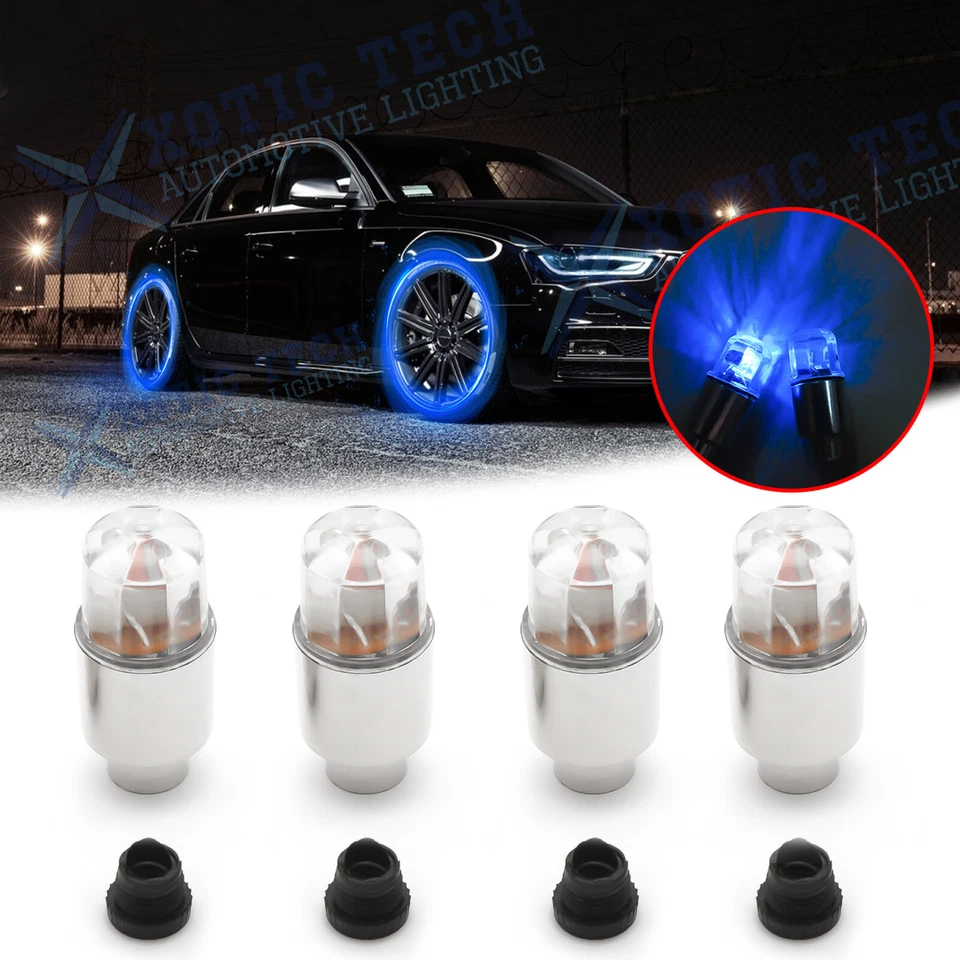 Para Audi A4 A3 A5 A6 TT azul LED pneu pneu válvula de ar tampa haste luz de roda flash - Imagem 1 de 4