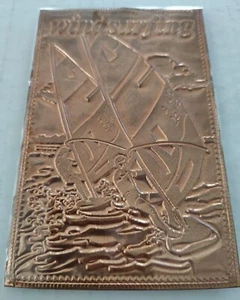 Kopper Kard (Kupfer Karte) Windsurfen Gravierte Kupfer Postkarte Vintage - Picture 1 of 2