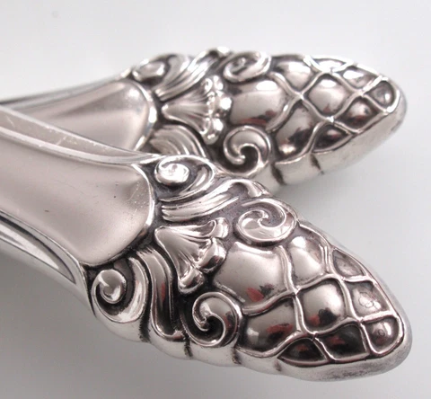 Gorham Sovereign Old Sterling Silver Salad Serving Set Acorn Scroll Fork Spoon Cover