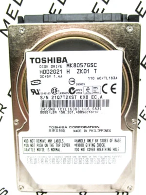 Toshiba 80GB MK8057GSC SATA (HDD2G21 H ZK01 T) Laptop Hard Drive WIPED & TESTED! - Image 1 of 2