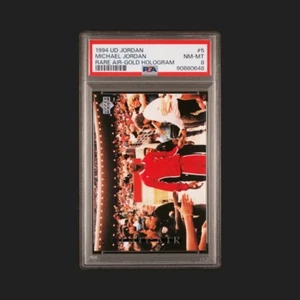 HOLOGRAMA DORADO Michael Jordan 1994 UD Jordan Rare Air #5 PSA 8 - Imagen 1 de 3