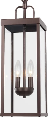 Lámpara colgante grande para exterior para porche delantero, 20 pulgadas 2 luces Bro Foto 1 de 4