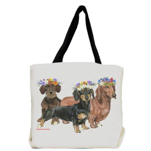 Dachshund Doxie Dog with Flowers Tote Bag - Picture 1 of 1