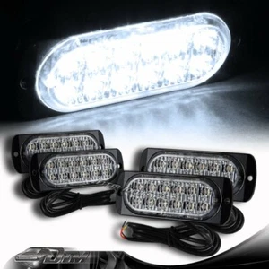 4X Super Brillante 12-LED Blanco Coche Camión Emergencia Flash Advertencia Baliza Luz Estroboscópica - Imagen 1 de 4