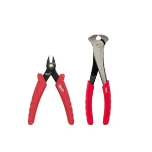 Milwaukee 4.75 In. Mini Flush Cutting Pliers and 7 In. Nipping Pliers (2 Piece) - Picture 1 of 12