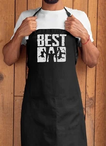Best Dad Kids Silhouette Fun Fathers day BBQ Apron For Dad, Cooking Apron - Picture 1 of 5