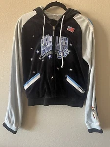 Platinum Fubu Harlem Globetrotters Women’s Black & Blue Zip Hoodie Jacket SizeL - Picture 1 of 9