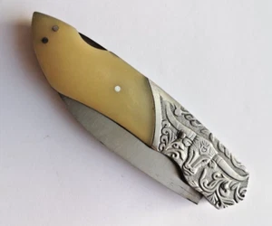 Handgefertigtes Klappmesser Hunter Knochengriff - Bild 1 von 3
