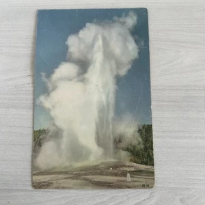 Old Faithful Geyser Micro-color W.A. Krueger Yellowstone Haynes Vintage Postcard - Picture 1 of 2