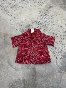Vintage 60s 70s Sears Infant Toddler Button Up Shirt Paisley Bandana Print AOP - Bild 1 von 11