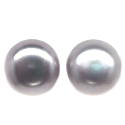 925 Sterlingsilber 11 mm Graue Perlen Ohrringe Hergestellt In Thailand - Bild 1 von 4