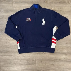 Ralph Lauren US Open 2010 Tennis Navy Blue Big Pony 1/4 Zip Sweater Men’s XL - Picture 1 of 11