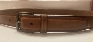 Cole Haan Men's British Tan Brown Leather Belt Bronze Finish Buckle Size 42 - Picture 1 of 12