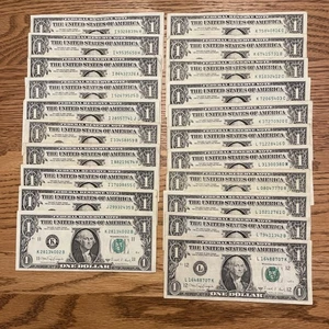 1988A - $1 One Dollar Bills Circulated. Lot 21. Series I Thru L.   K28134002B. - Picture 1 of 13