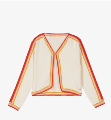 Suéter Cárdigan Chloe’ Niñas Marfil Algodón Crochet Talla 12 Foto 1 de 4