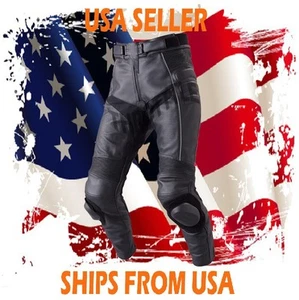 Summer Men's Perforated Leather Pant Racing Sports Bike Track Motorcycle Pants - Picture 1 of 3