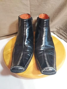 Robert Wayne Herren Westernstiefel Schwarz Leder 11 Cowboy Eckige Zehe Reißverschluss Schuhe - Bild 1 von 10