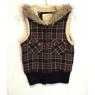 Chaleco de franela con capucha a cuadros Wet Seal para mujer talla M cabina país Y2K grunge Lodge Foto 1 de 4
