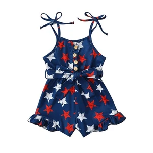 Toddler Girl 4th of July Outfit American Flag Romper Stars Stripe Print Girls... - Picture 1 of 8