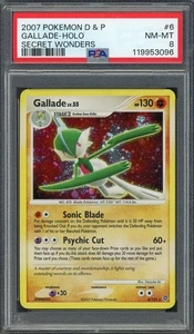 PSA 8 Gallade (Full Holo Bleed Error) Secret Wonders 6/132 Holo Pokemon Card B14 - Picture 1 of 2