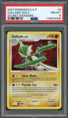 PSA 8 Gallade (Full Holo Bleed Error) Secret Wonders 6/132 Holo Pokemon Card B14 - Image 1 of 2