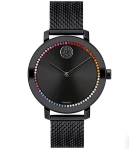 Ladies Movado BOLD Evolution Rainbow Crystal and Black Ion-Plated Watch 3600714 - Picture 1 of 6
