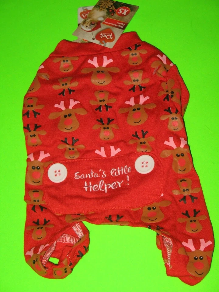 Pet Central Boutique Pajamas Dog  Size XS "Santa's Little Helper" New - Image 1 of 4