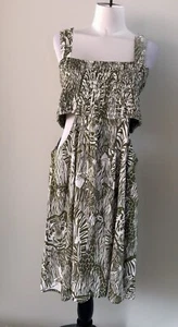 By Anthropologie The Piper Bandeau Cutout Mini Dress Green Zebra Safari Sun XL - Bild 1 von 14