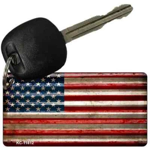 American Flag Corrugated Look Metal Key Chain - Imagen 1 de 1