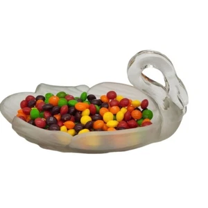 Vintage Frosted Glass Swan Trinket Candy Soap Dish - Picture 1 of 6