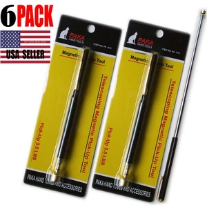 6 pc Magnetic Pick-Up Tool 3.5 LB Telescoping Telescopic with Pen Clip 25" Long - Picture 1 of 2