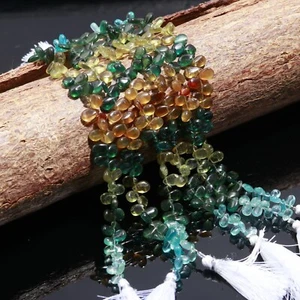 Natural Multi Apatite Gemstone 9x6 mm Size Smooth Pear Shape Beads 8 Inch Strand - Picture 1 of 5