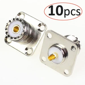 NEW 10-pack UHF female jack SO239 panel chassis mount coax cable connectors - Bild 1 von 4