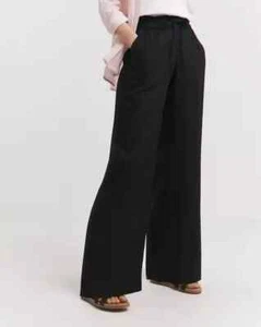 JD WILLIAMS PANTALÓN MUJER NEGRO LINO MEZCLA PIERNA ANCHA NUEVO TALLA 28 (ref 526) - Imagen 1 de 3