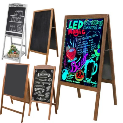UNHO X Large Double Side Wooden Frame A-Board Pavement Sign Shop AD Floor Chalkboard