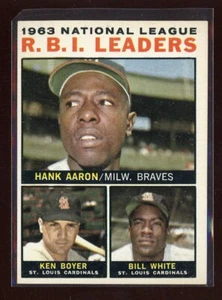 1964 Topps #11 NL RBI Leaders/Hank Aaron/Ken Boyer/Bill White súper bonito - Imagen 1 de 2