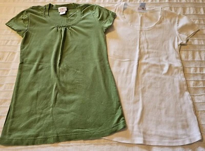 Lot of 2 Y2K Maternity S Tops Oh Baby Motherhood Shirts White Green Casual  - Image 1 of 4