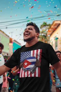 Cuba Flag + USA Flag Pride T-shirt | Cuban + American Pride 4th Of July | Funny - Picture 1 of 37