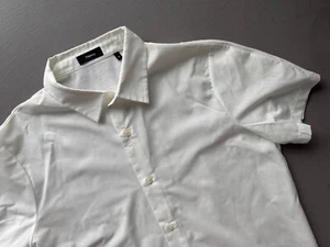 Theory Hybrid Shirt: Front - Cotton-Poplin, Back - Piqué, White, Size M - Picture 1 of 7