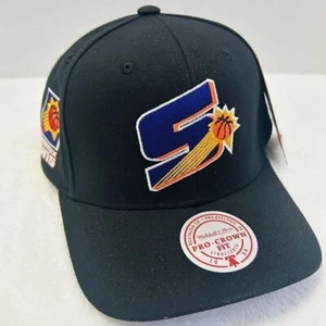 Mitchell & Ness Phoenix Suns Pro Crown Patch Snapback Hat Adjustable Black Suede - Picture 1 of 7